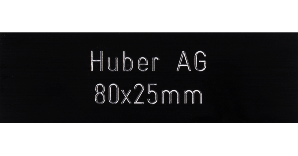 Briefkastenschild Huber AG schwarz 80 x 25 mm