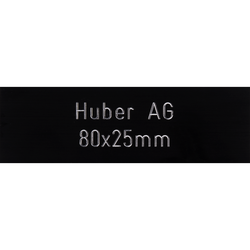Briefkastenschild Huber AG schwarz 80 x 25 mm